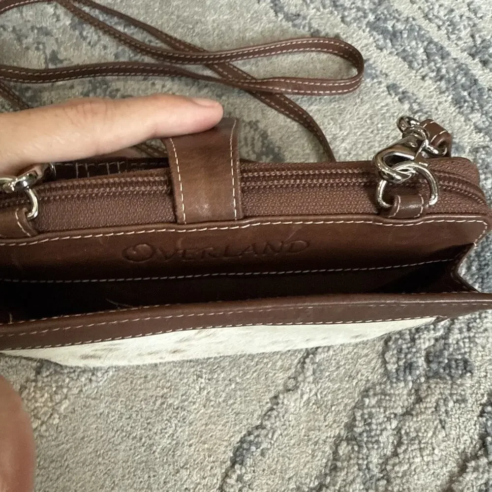 OVERLAND Odessa Cowhide Crossbody Wristlet Wallet Brown